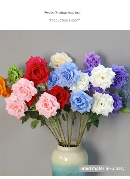 Elmas Gül Yapay Çiçek - 9 Elmas Turuncu Gül - Resim 8