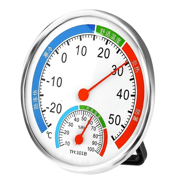 Duvar Tipi Termometre Higrometre - [Yükseltilmiş-Braketli] Beyaz Kare Kadran - Resim 4