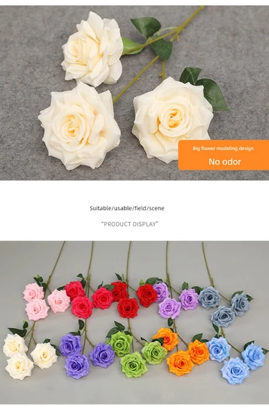 Elmas Gül Yapay Çiçek - 9 Elmas Turuncu Gül - Resim 6