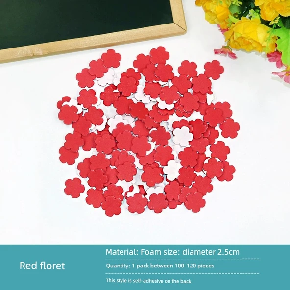 Köpük Çiçek Duvar Sticker - Kırmızı Küçük Çiçek 110-120 Adet Küçük