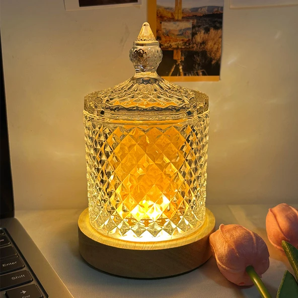 Aromaterapi Kristal Cam Saklama Kavanozu - Altın Çan Kavanoz (300g) - 4