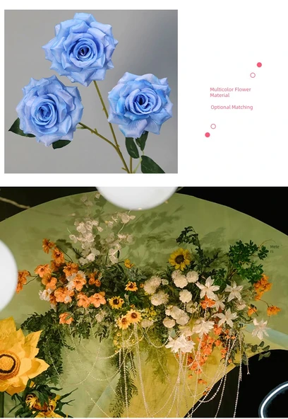 Elmas Gül Yapay Çiçek - 9 Elmas Turuncu Gül - Resim 7