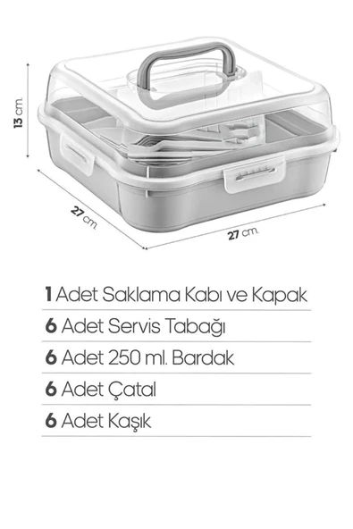 Tilbe Home 6 Kişilik Piknik Seti - Çantalı Piknik Seti 25 Parça Piknik Organizer Kamp Gray Piknik Seti - 2