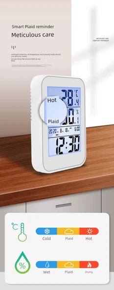 Dijital Oda Termometresi ve Nem Ölçer - Standart 609 Beyaz - 11