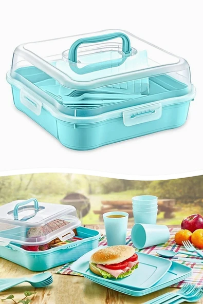 Tilbe Home 6 Kişilik Piknik Seti - Çantalı Piknik Seti 25 Parça Piknik Organizer Kamp Magic Piknik Seti
