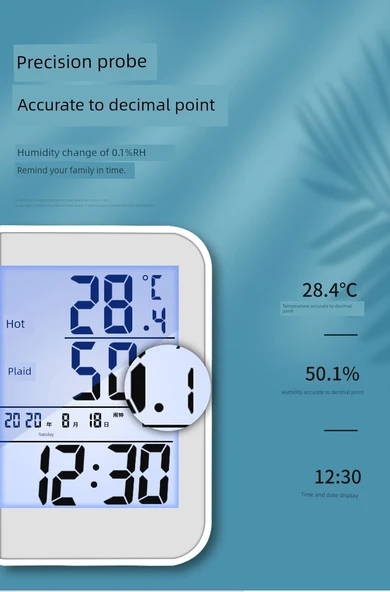 Dijital Oda Termometresi ve Nem Ölçer - Standart 609 Beyaz - 9
