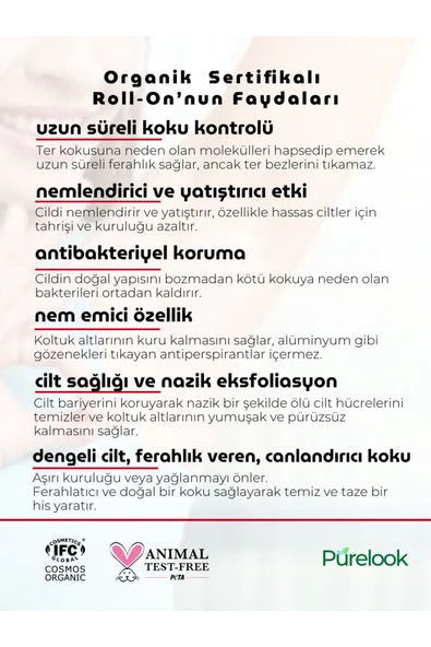 PURELOOK Deodorant Roll On 50 Ml. Unısex (ORGANİK&VEGAN) - 3