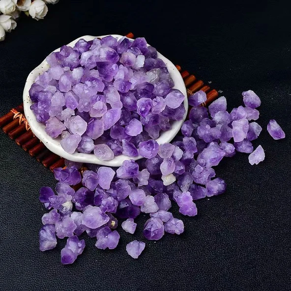Aromaterapi Kristal Saklama Kavanozu - Ametist Çiçek (100g)