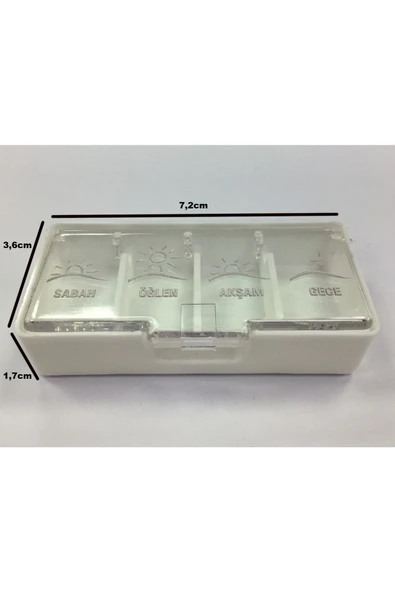 Ilmuka (7cmx3,5cm) Günlük Ilaç Muhafaza Kabı 4adet Ilaç Kutusu 4öğün -pembe, turuncu, mavi, yeşil - Resim 3