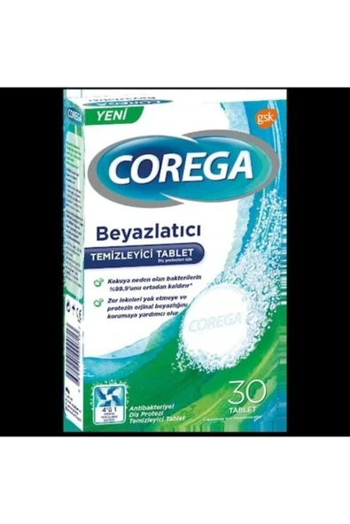 Corega Beyazlatıcı Temizleyici Tablet 30 Lu