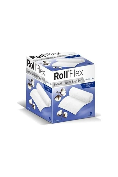 ROLL Flex 10cmx1.5m 25 Adet Pamuklu Hidrofil Sargı Bezi