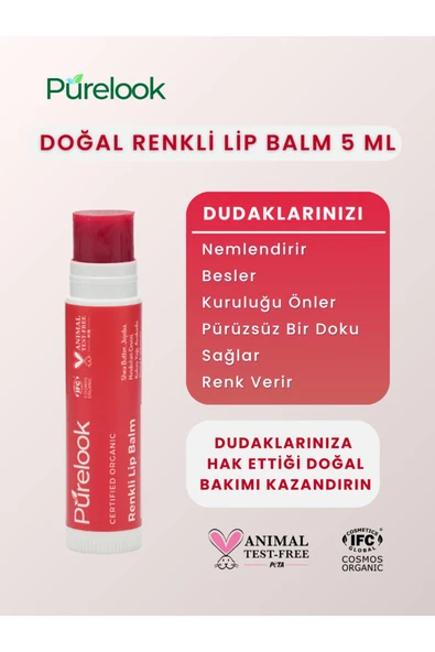 PURELOOK Renkli Dudak Balmı 5ml (ORGANİK) - 2