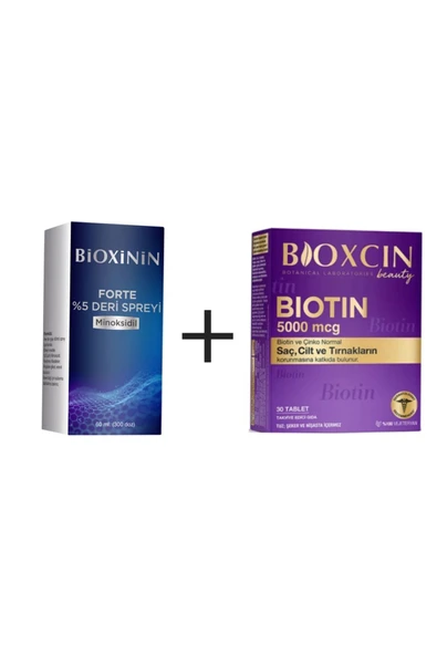BİOXİNİN %5 sprey +Bioxcin Biotin 5.000mcg Tb Saç seti
