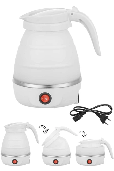 Tilbe Home Silikon Katlanır Elektrikli Kahve Çay Su Isıtıcı Kettle Taşınabilir Seyahat Piknik Demlik 600ml.