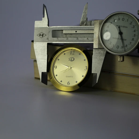 Mini Araba Saati - 45/40mm - Altın Kasa - Beyaz Zemin - Arap Rakamlı - 10
