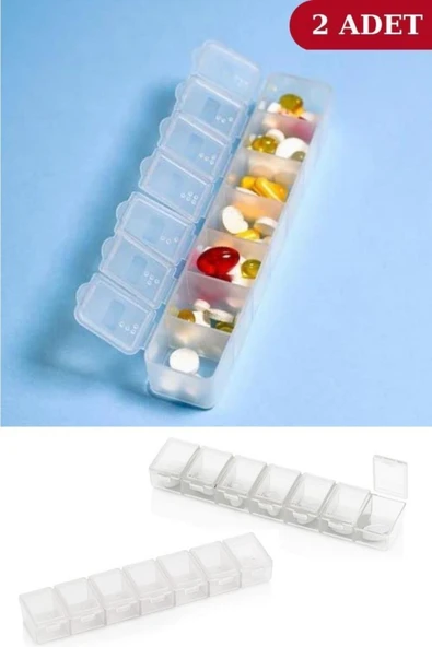 Haftalık Ilaç Kutusu 7 Günlük Bölmeli Ilaç Hap Saklama Kabı 2 Adet ürün görseli 1