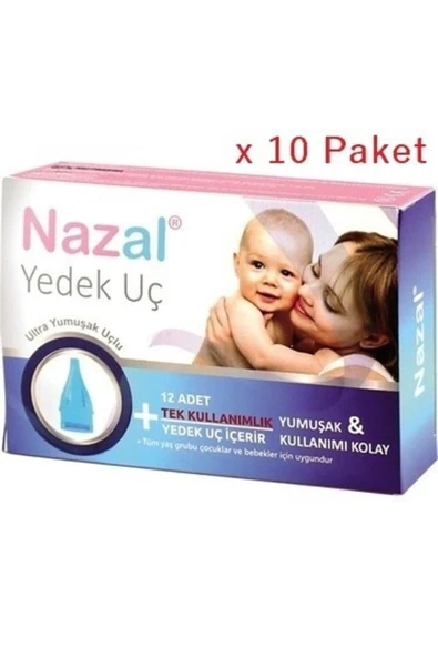 NAZAL Burun Aspiratör Yedek Uç Yumuşak 12 Li Otribebe Uyumlu 10 Kutu