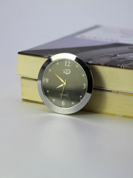 Mini Araba Saati - 45/40mm - Gümüş Kasa - Beyaz Zemin - Romen Rakamlı - 4