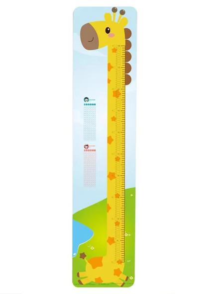 Çocuk Odası Karikatür Boy Ölçer Duvar Stickerı - Zürafa Desenli (Kalem Hediyeli) - 6