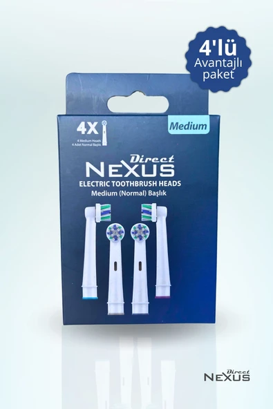 DİRECT NEXUS Elektrikli Diş Fırçası Yedek Başlığı 4'lü (oral-b Uyumlu ) Medıum Orta Sertlik