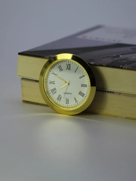 Mini Araba Saati - 45/40mm - Gümüş Kasa - Beyaz Zemin - Romen Rakamlı - 2