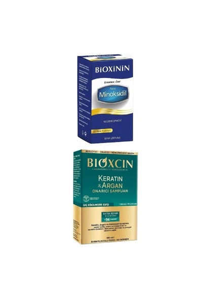 BİOXİNİN Forte Minoksidil %5 Deri Spreyi 60 ml + Bioxcin Keratin & Argan Onarıcı Şampuan 300 ml ürün görseli 1