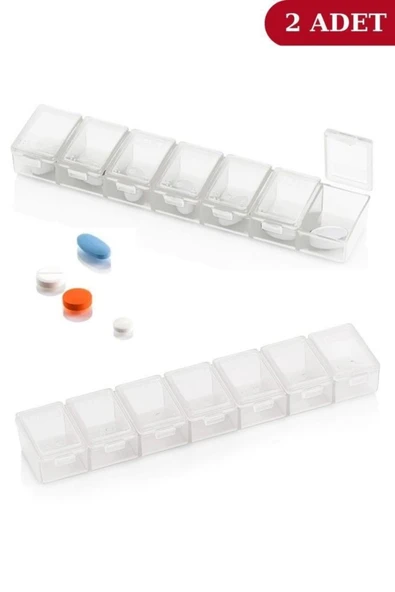 Haftalık Ilaç Kutusu 7 Günlük Bölmeli Ilaç Hap Saklama Kabı 2 Adet - Resim 2