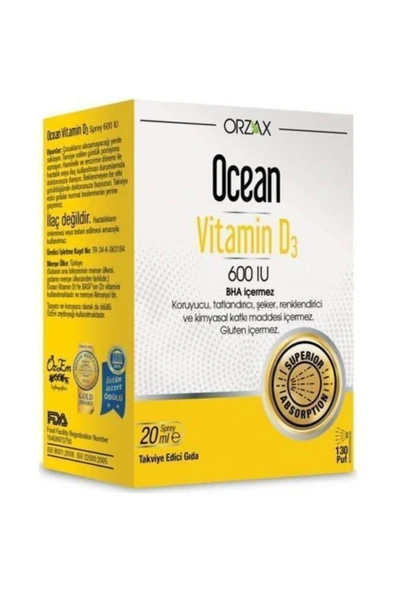 ORZAX Ocean Vitamin D3 600 Iu 20 ml 8697595871492