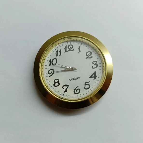 Mini Araba Saati - 45/40mm - Altın Kasa - Beyaz Zemin - Arap Rakamlı