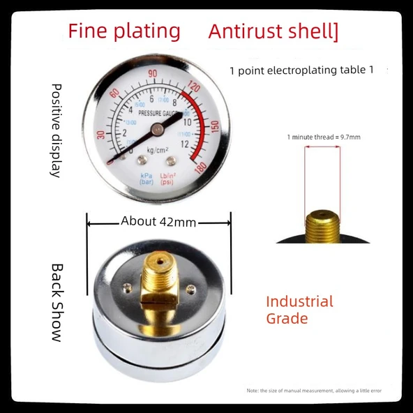 Y40 Y50 Yatay Basınç Ölçer - Elektrostatik Paslanmaz 2 Nokta Diş - Resim 4