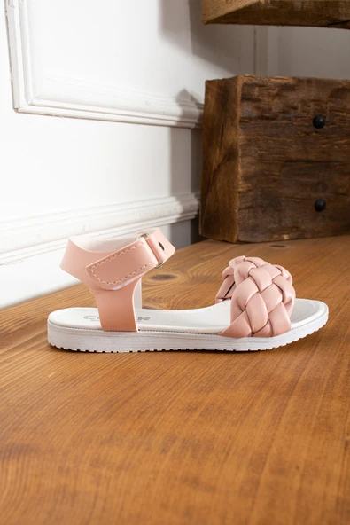 Albishoes Kız Çocuk Cırtlı Yazlık Hafif Rahat Taban Çocuk Sandalet Örgülü Yumuşak Sandalet (25-35) - 3