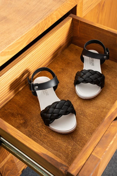 Albishoes Kız Çocuk Cırtlı Yazlık Hafif Rahat Taban Çocuk Sandalet Örgülü Yumuşak Sandalet (25-35) - 2