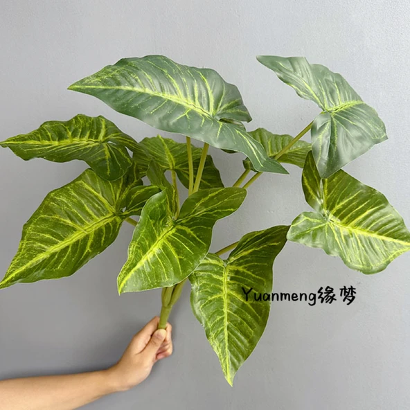 Yapay Yeşil Yapraklı Bonsai Bitki - 10 Yapraklı Ergot Yaprağı 50cm Yükseklik 45cm Genişlik