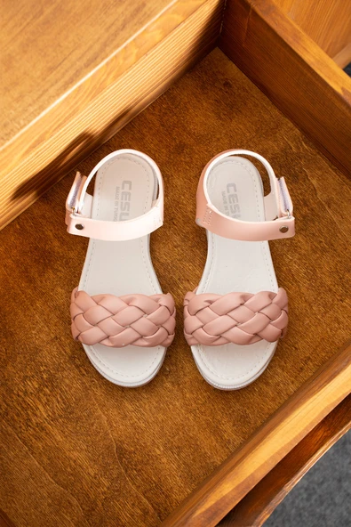 Albishoes Kız Çocuk Cırtlı Yazlık Hafif Rahat Taban Çocuk Sandalet Örgülü Yumuşak Sandalet (25-35) - 2