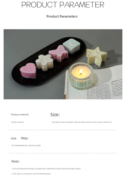DIY Aromaterapi Mum Yapım Seti - Beş Köşeli Yıldız Çay Mumu Kabı 2'li Paket - 8