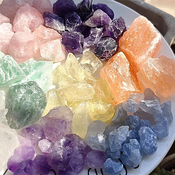 Aromaterapi Uçucu Yağ Taşlı Cam Kavanoz - Sarı Mor Yeşil Beyaz Pembe Turuncu 600g - 11