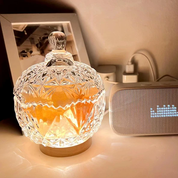 Aromaterapi Uçucu Yağ Taşlı Cam Kavanoz - Kristal Tank 400g