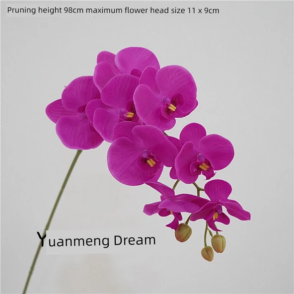 Yapay 9 Başlıklı Film Phalaenopsis Orkide Çiçeği - Gül Kırmızısı