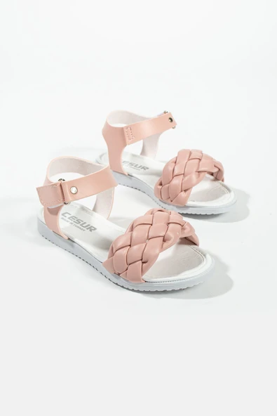 Albishoes Kız Çocuk Cırtlı Yazlık Hafif Rahat Taban Çocuk Sandalet Örgülü Yumuşak Sandalet (25-35) - 4