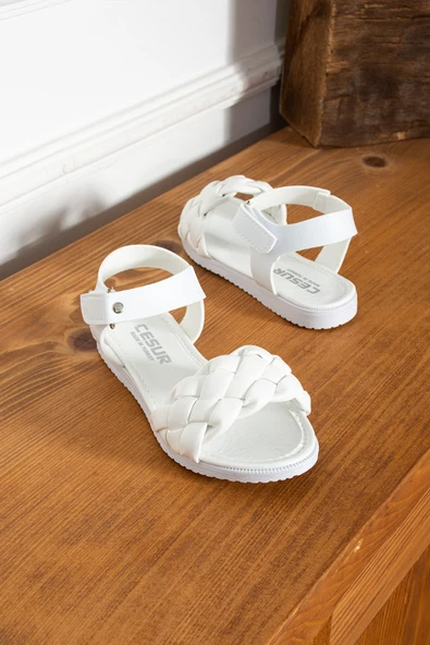 Albishoes Kız Çocuk Cırtlı Yazlık Hafif Rahat Taban Çocuk Sandalet Örgülü Yumuşak Sandalet (25-35)
