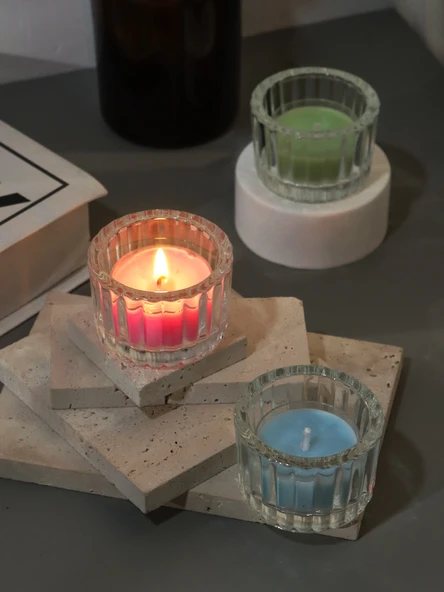 DIY Aromaterapi Mum Yapım Seti - Beş Köşeli Yıldız Çay Mumu Kabı 2'li Paket - 3