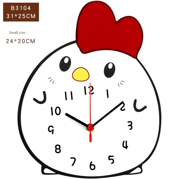 Çocuk Odası Duvar Saati - Tavuk Model - Büyük Boy (31x25cm)