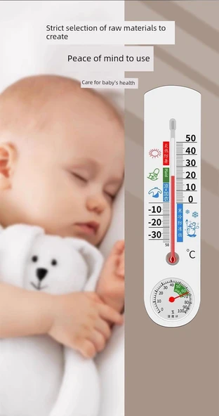 Hassas Bebek Odası Termometre Higrometre - Metal Bazalı Model - 11