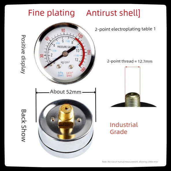 Y40 Y50 Yatay Basınç Ölçer - Elektrostatik Paslanmaz 2 Nokta Diş - Resim 5