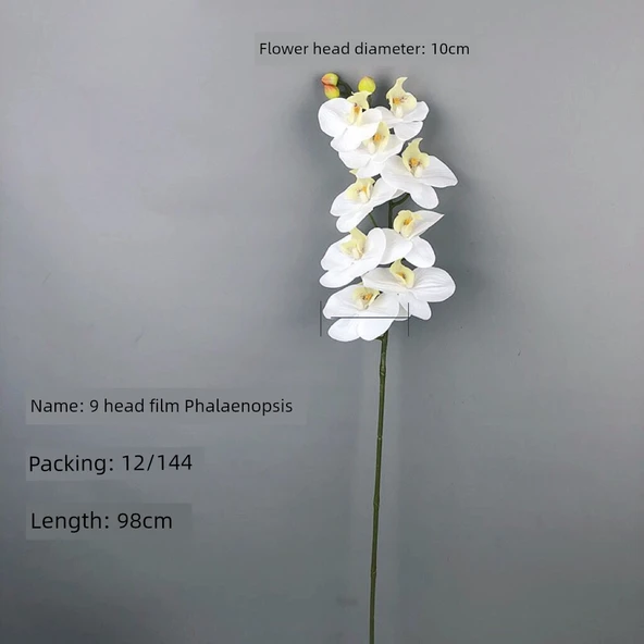 Yapay 9 Başlıklı Film Phalaenopsis Orkide Çiçeği - Açık Mor - 7
