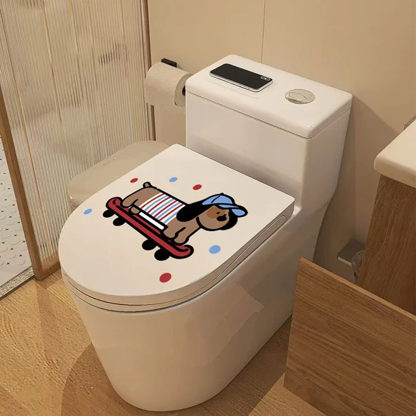 Çizgi Film Desenli Elektrostatik Cam Kapı Sticker - PF37A - Şeffaf Baskı - Büyük Boy - 3