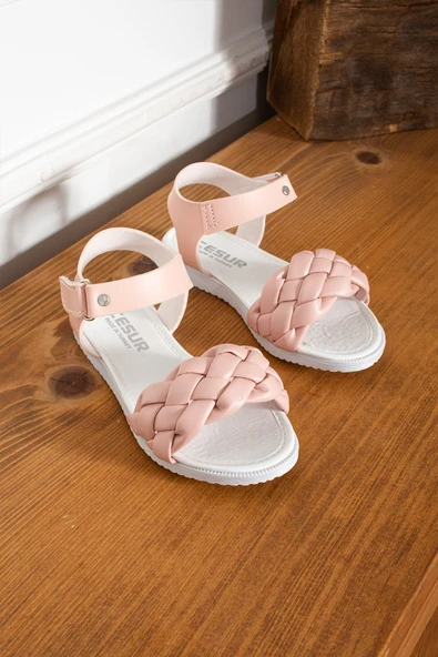 Albishoes Kız Çocuk Cırtlı Yazlık Hafif Rahat Taban Çocuk Sandalet Örgülü Yumuşak Sandalet (25-35)