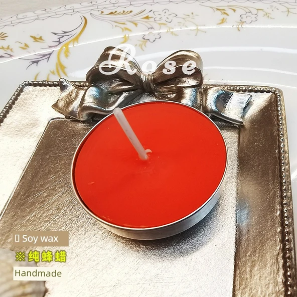 El Yapımı Doğal Yuvarlak Mum - Beyaz 2 Saat - 10