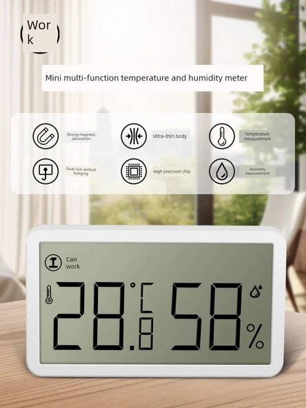 Manyetik Buzdolabı Termometre Higrometresi - Direkt Takılan Termometre + Arka Işıklı Elektronik Higrometre - 2