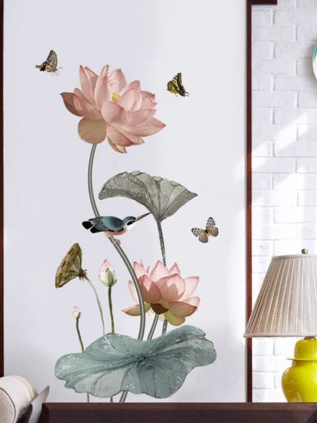 3D Lotus Çiçeği Duvar Stickerı - Lotus 2 - 3